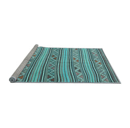 Sideview of Machine Washable Southwestern Light Blue Country Rug, wshcon852lblu
