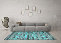 Machine Washable Southwestern Light Blue Country Rug, wshcon852lblu