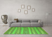 Machine Washable Southwestern Green Country Area Rugs in a Living Room,, wshcon852grn