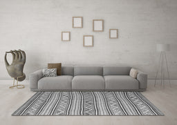 Machine Washable Southwestern Gray Country Rug in a Living Room,, wshcon852gry