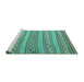 Sideview of Machine Washable Southwestern Turquoise Country Area Rugs, wshcon852turq