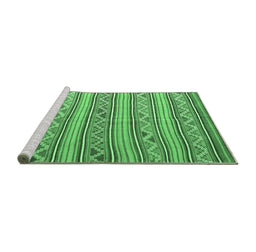 Sideview of Machine Washable Southwestern Emerald Green Country Area Rugs, wshcon852emgrn