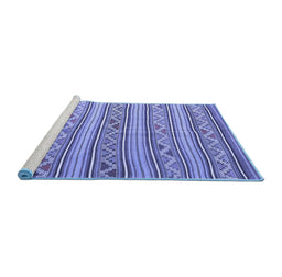 Sideview of Machine Washable Southwestern Blue Country Rug, wshcon852blu