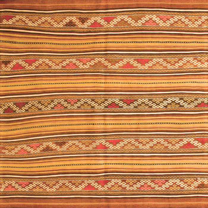 Round Machine Washable Southwestern Orange Country Area Rugs, wshcon852org