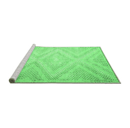 Sideview of Machine Washable Southwestern Emerald Green Country Area Rugs, wshcon853emgrn