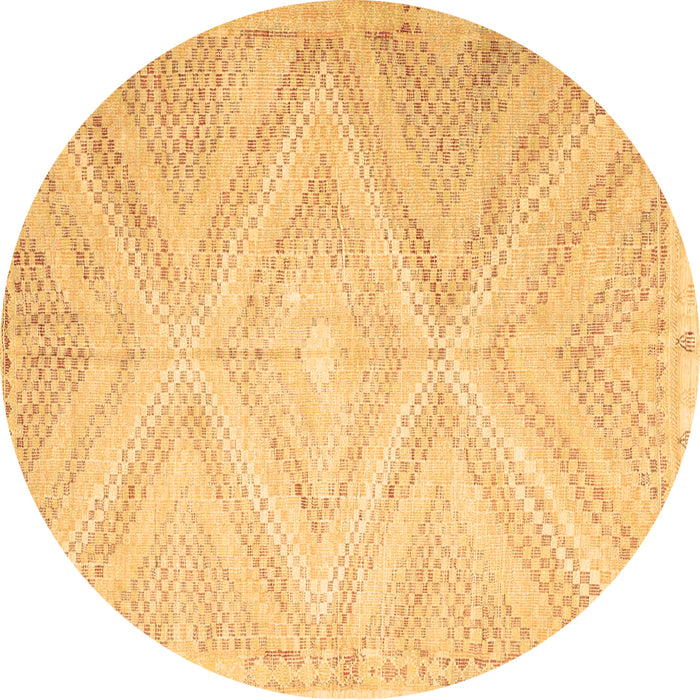 Round Machine Washable Southwestern Brown Country Rug, wshcon853brn