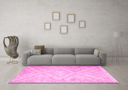 Machine Washable Southwestern Pink Country Rug in a Living Room, wshcon853pnk