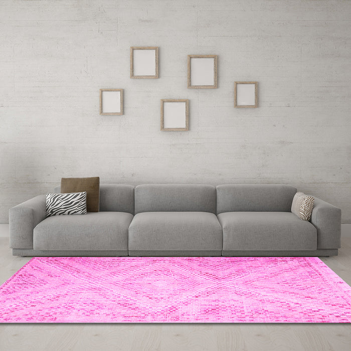 Machine Washable Southwestern Pink Country Rug in a Living Room, wshcon853pnk