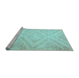 Sideview of Machine Washable Southwestern Light Blue Country Rug, wshcon853lblu