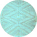 Round Southwestern Light Blue Country Rug, con853lblu