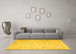 Machine Washable Southwestern Yellow Country Rug in a Living Room, wshcon853yw