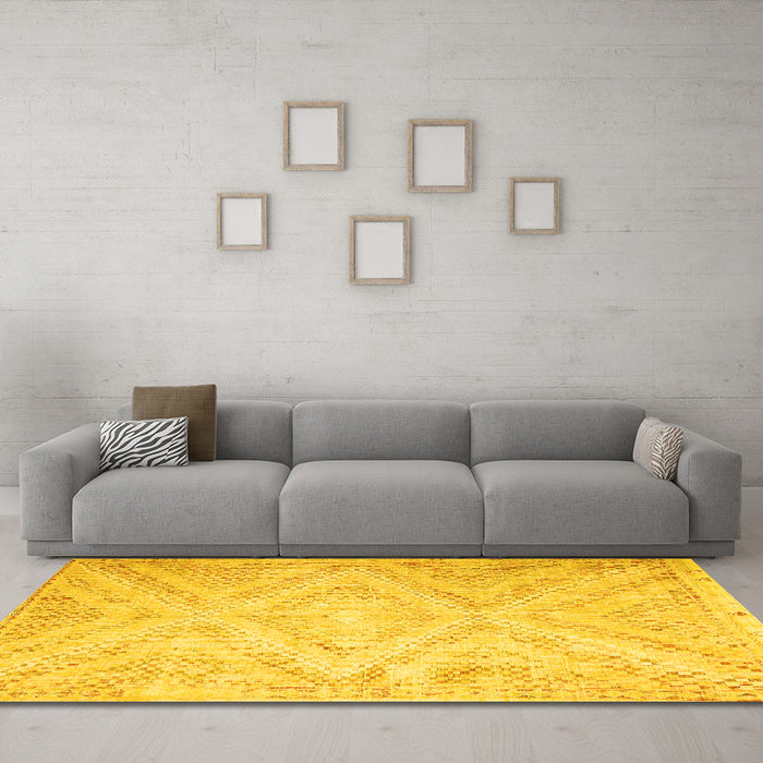 Machine Washable Southwestern Yellow Country Rug in a Living Room, wshcon853yw