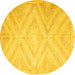 Round Southwestern Yellow Country Rug, con853yw