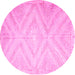 Round Machine Washable Southwestern Pink Country Rug, wshcon853pnk