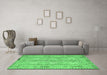 Machine Washable Southwestern Emerald Green Country Area Rugs in a Living Room,, wshcon854emgrn