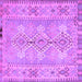 Square Machine Washable Southwestern Purple Country Area Rugs, wshcon854pur