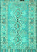 Machine Washable Southwestern Turquoise Country Area Rugs, wshcon854turq