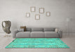 Machine Washable Southwestern Turquoise Country Area Rugs in a Living Room,, wshcon854turq