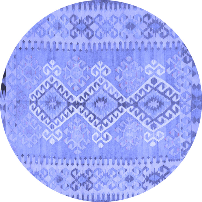 Round Southwestern Blue Country Rug, con854blu