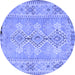 Round Southwestern Blue Country Rug, con854blu