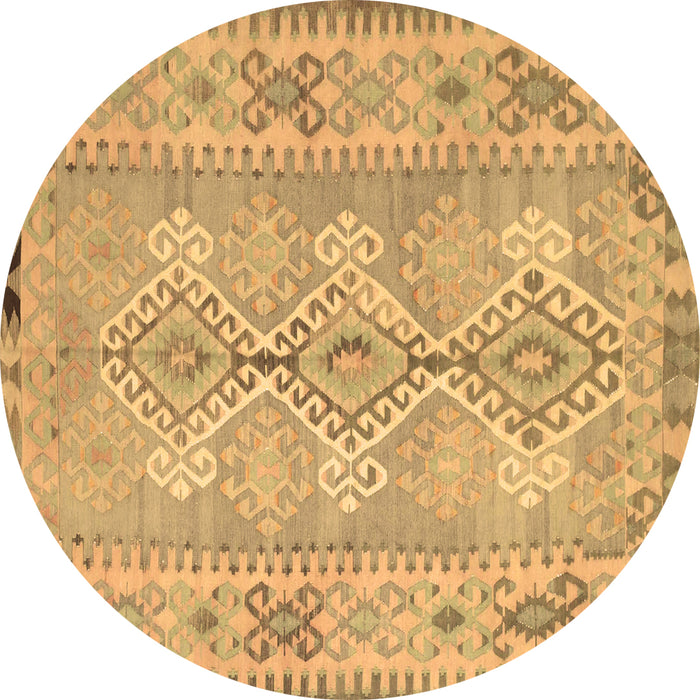 Round Southwestern Brown Country Rug, con854brn