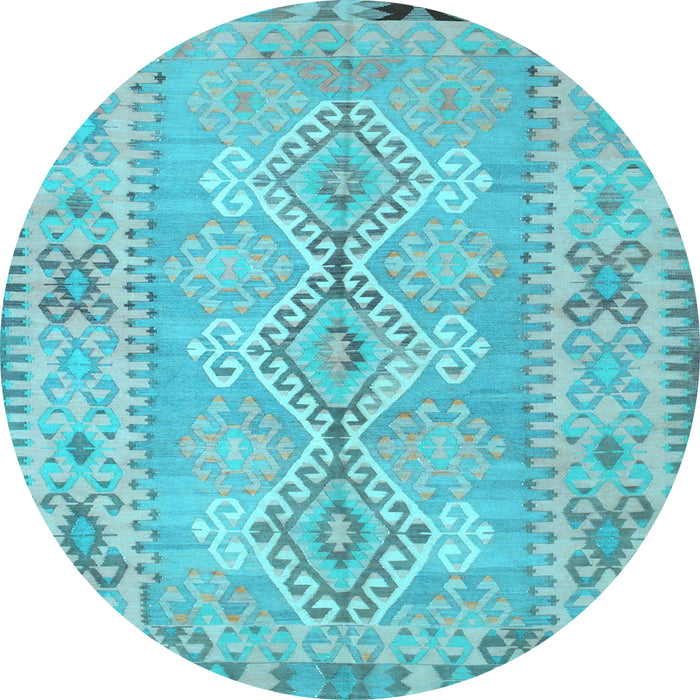 Round Southwestern Light Blue Country Rug, con854lblu