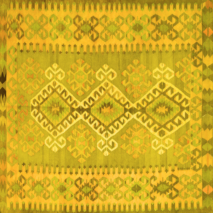 Square Southwestern Yellow Country Rug, con854yw