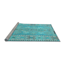 Sideview of Machine Washable Southwestern Light Blue Country Rug, wshcon854lblu