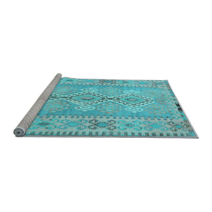 Sideview of Machine Washable Southwestern Light Blue Country Rug, wshcon854lblu