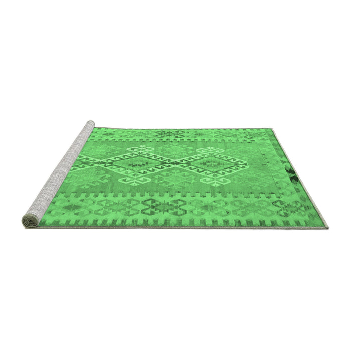 Sideview of Machine Washable Southwestern Emerald Green Country Area Rugs, wshcon854emgrn