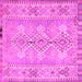 Square Machine Washable Southwestern Pink Country Rug, wshcon854pnk
