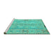 Sideview of Machine Washable Southwestern Turquoise Country Area Rugs, wshcon854turq