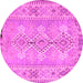 Round Southwestern Pink Country Rug, con854pnk