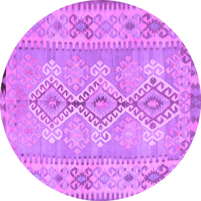 Round Machine Washable Southwestern Purple Country Area Rugs, wshcon854pur