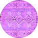 Round Machine Washable Southwestern Purple Country Area Rugs, wshcon854pur
