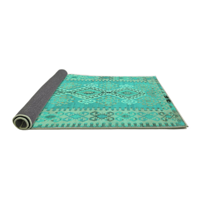 Sideview of Southwestern Turquoise Country Rug, con854turq