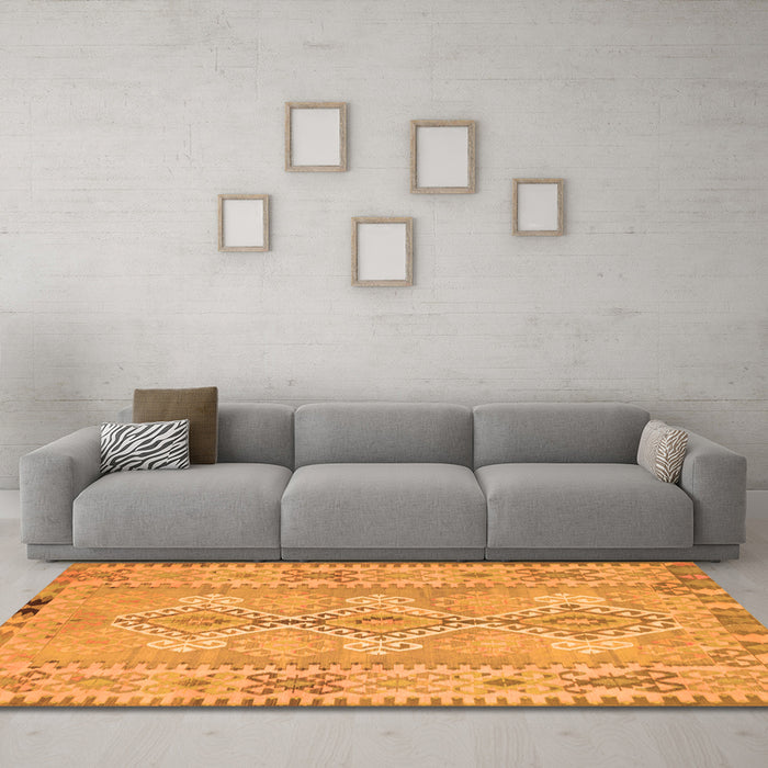 Machine Washable Southwestern Orange Country Area Rugs in a Living Room, wshcon854org