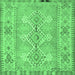 Square Machine Washable Southwestern Emerald Green Country Area Rugs, wshcon854emgrn