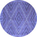 Round Machine Washable Southwestern Blue Country Rug, wshcon855blu