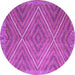 Round Machine Washable Southwestern Purple Country Area Rugs, wshcon855pur