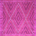 Square Machine Washable Southwestern Pink Country Rug, wshcon855pnk