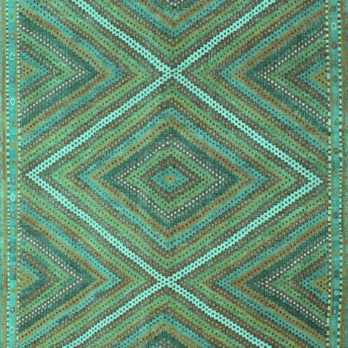 Machine Washable Southwestern Turquoise Country Area Rugs, wshcon855turq