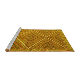 Sideview of Machine Washable Southwestern Yellow Country Rug, wshcon855yw