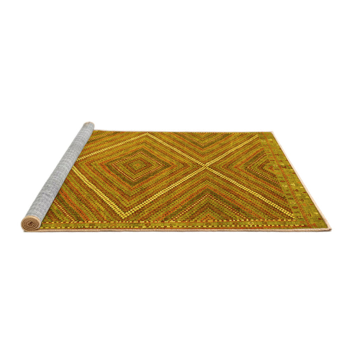Sideview of Machine Washable Southwestern Yellow Country Rug, wshcon855yw