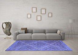 Machine Washable Southwestern Blue Country Rug in a Living Room, wshcon855blu