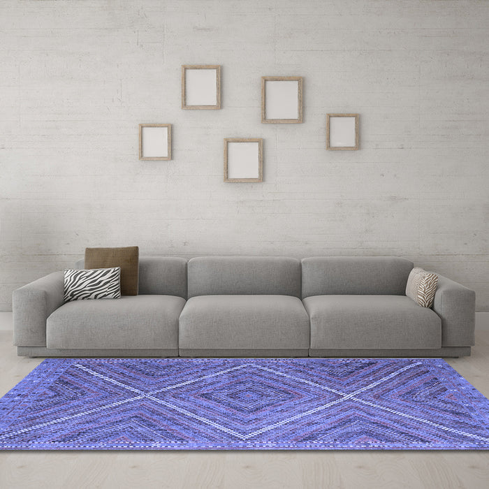 Machine Washable Southwestern Blue Country Rug in a Living Room, wshcon855blu