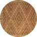 Round Southwestern Brown Country Rug, con855brn