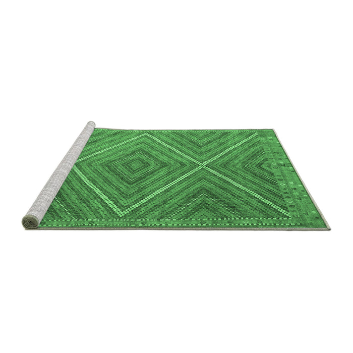Sideview of Machine Washable Southwestern Emerald Green Country Area Rugs, wshcon855emgrn