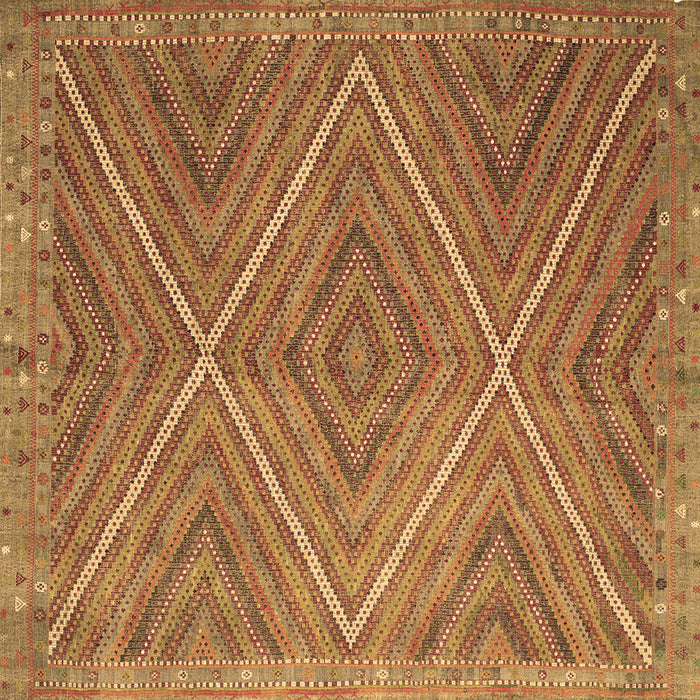 Square Machine Washable Southwestern Brown Country Rug, wshcon855brn