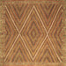 Square Machine Washable Southwestern Brown Country Rug, wshcon855brn